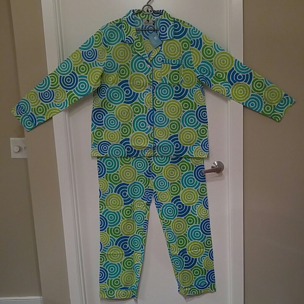 Blue/Green Jubilee Long Pajama Set (Malaba…